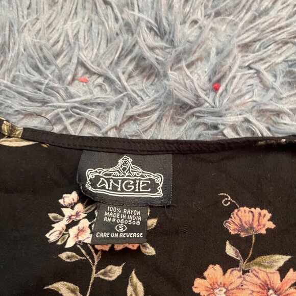 Angie Black Boho Floral Print Kimono Cardigan Size S - Picture 2 of 4